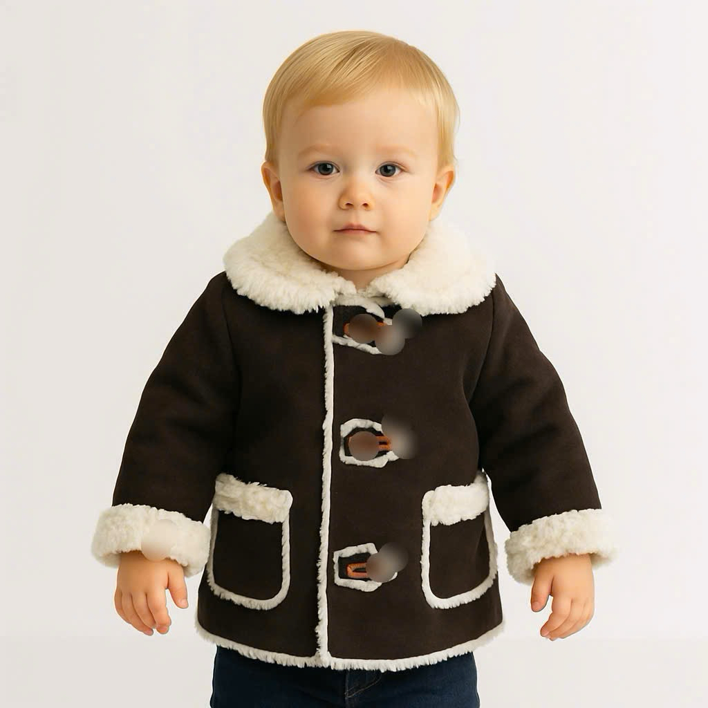 Áo khoác lót lông cừu TQXK siêu đẹp bé trai bé gái C6496 size 24M (12-14kg) ấm mềm mùa đông