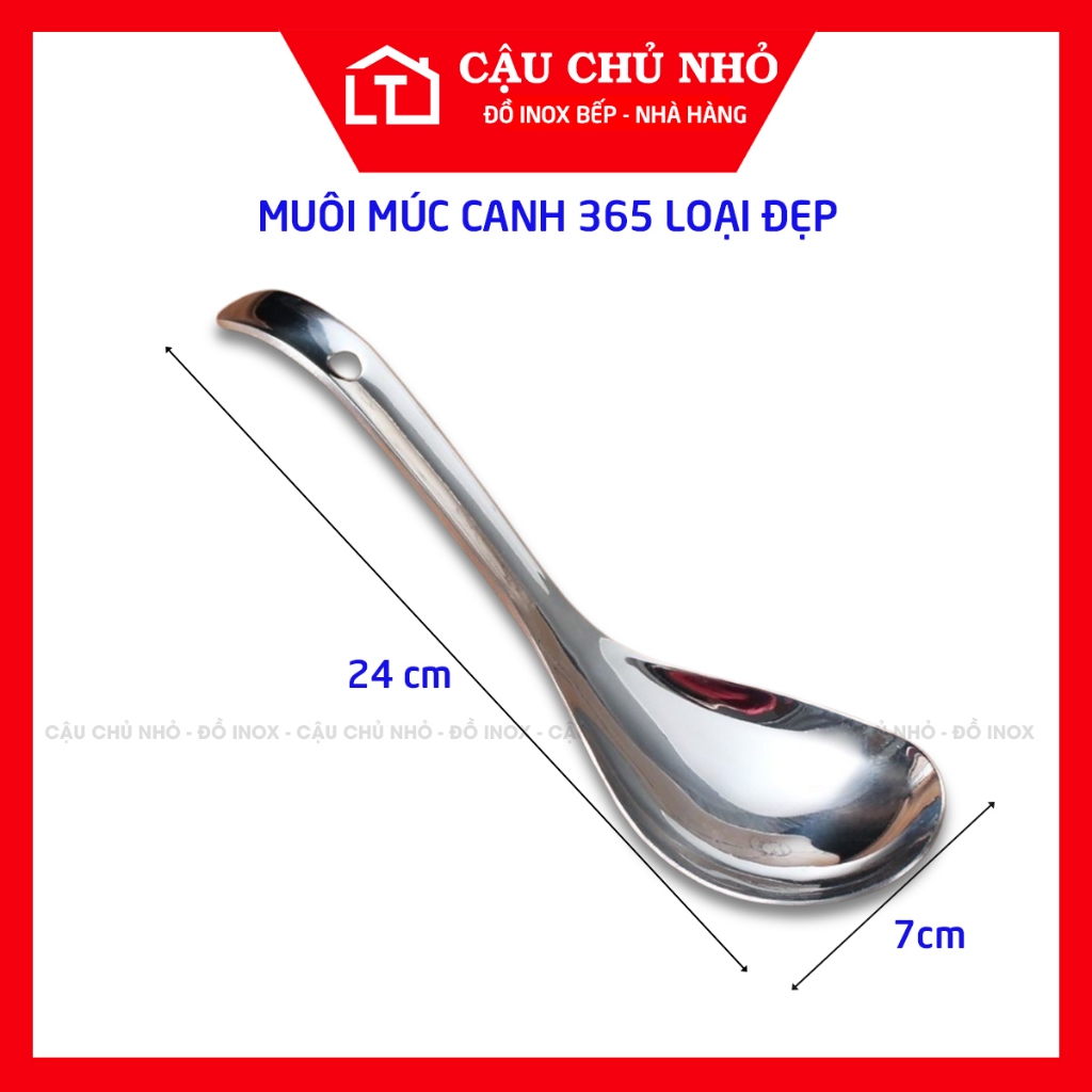 Muôi inox múc canh 365 lưng gù, muỗng thìa chan canh inox không gỉ sáng ...