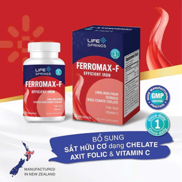 Nhập Khẩu New Zealand Viên uống Sắt hữu cơ Ferromax-F (Hộp 30 viên) Hỗ trợ giảm nguy cơ thiếu máu do thiếu sắt