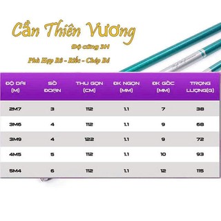 Cần Câu Đài Thiên Vương 3h Chuyên Rô Riếc Chép Bé Đánh Cảm Giác Giữ Cá Tốt