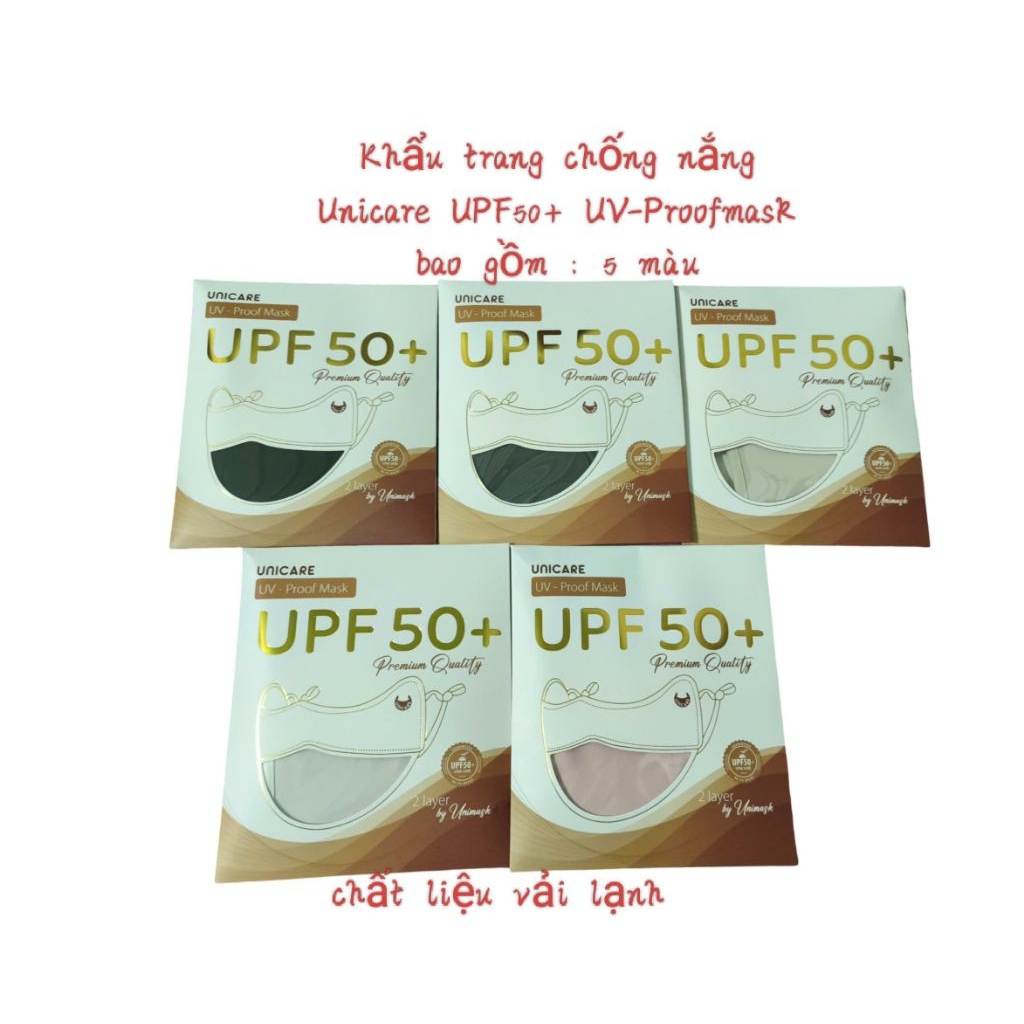 (Set1/5c)Khẩu Trang Chống Nắng Unicare 🌞 UPF50+-UV Proofmask- 5 màu