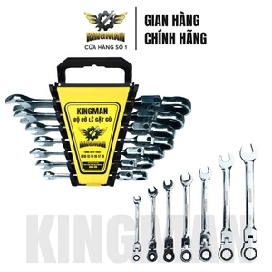 Bộ cờ lê gật gù thương hiệu KINGMAN hàng cao cấp size 8-19mm, mạ Crom, thép CRV, Chính hãng KINGMAN