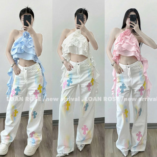 QCL1 Tổng hợp quần jeans suông chữ thập siêu hot đẹp đỉnh