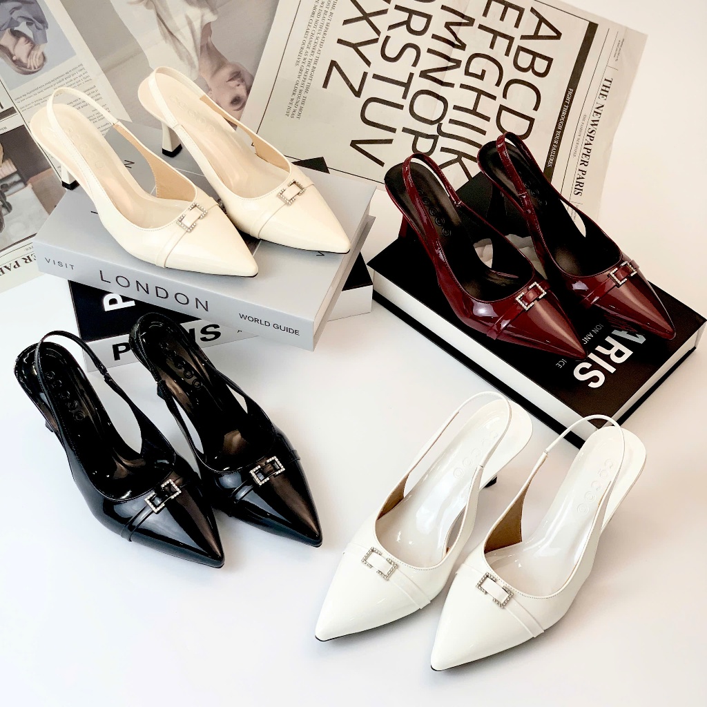 Giày slingback da xịn thật Cocoo mã CC02T 7cm - Giày da nữ