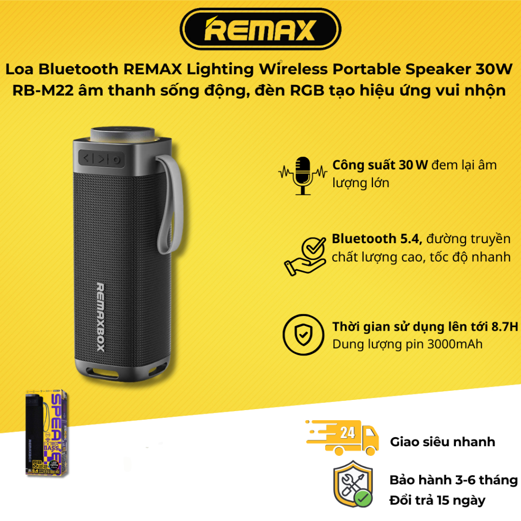 Loa Bluetooth REMAX Lighting Wireless Portable Speaker 30W RB-M22 âm ...