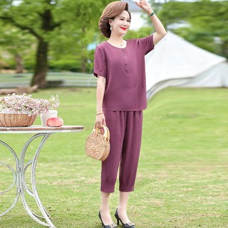 Bộ Đồ Ngắn Tay Cotton Mềm Mát Cho Mẹ AB77