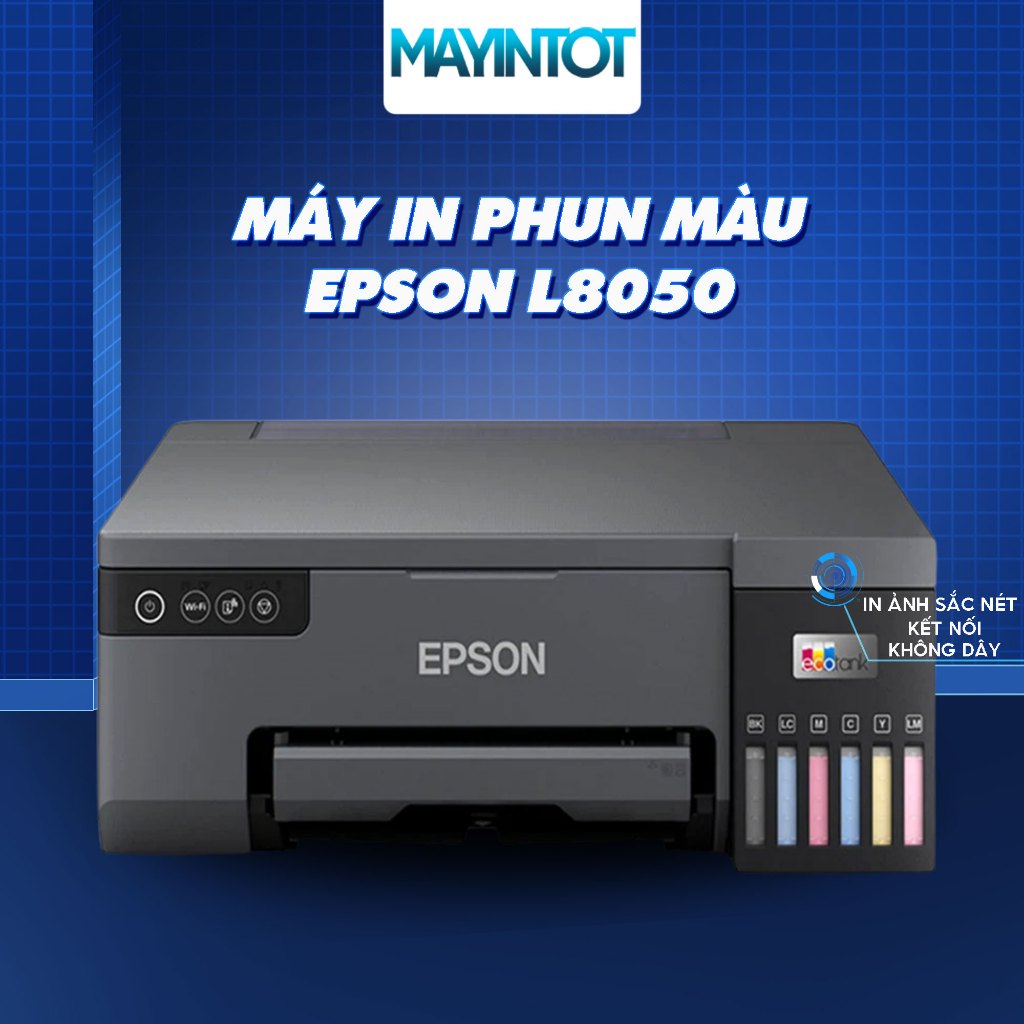 Máy In Epson L8050 In Ảnh A4 Sắc Nét – 6 Màu Mực – Kết Nối WiFi Không Dây – Dùng Cho Hiệu Ảnh, Áo Cưới – Máy In Tốt