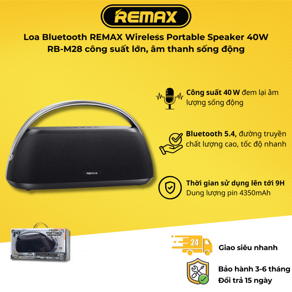 Loa Bluetooth REMAX Wireless Portable Speaker 40W RB-M28 công suất lớn ...