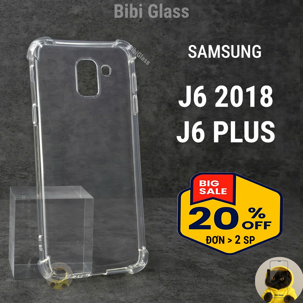 Ốp lưng Samsung J6 plus, J6+, J6 2018 silicon trong suốt dẻo cao cấp chống sốc va đập BIBI glass