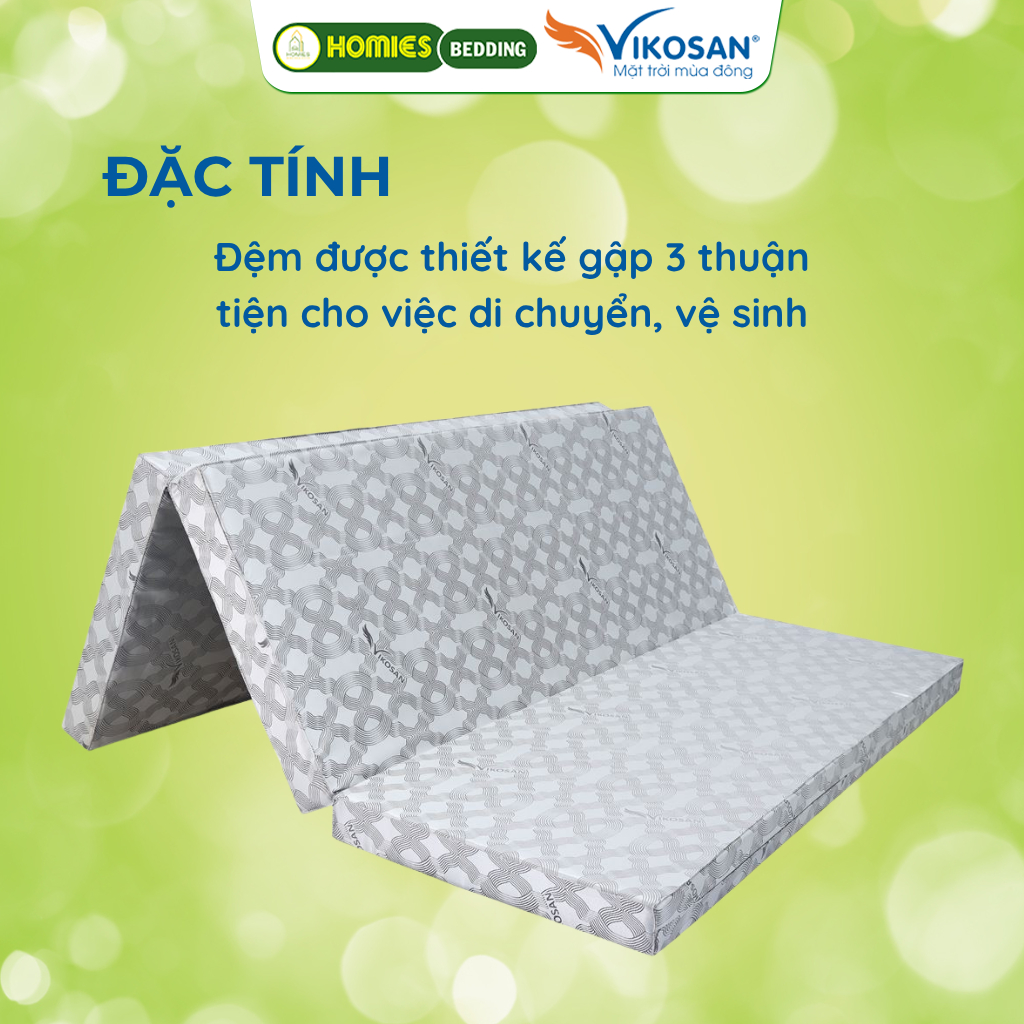 [tặng ruột gối] Đệm Bông Ép VIKOSAN ECOLIFE Vải TC, Nệm Bông Tinh Khiết - Kháng Khuẩn, Chống Dị Ứng