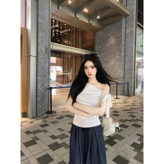 Áo Kiểu Croptop Trễ Vai Kèm Dây Buộc Nơ Nữ Siêu Tôn Dáng