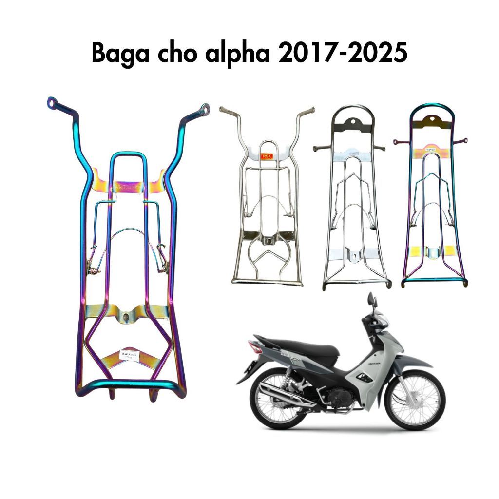 Bộ Wave Alpha 2017-2026 Baga + Mỏ Dè + Bảo vệ Lốc Máy Inox   - Loại 10 ly- Hàng siêu đẹp- Không rỉ
