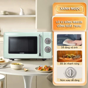 Lò vi sóng Qcooker phong cách vintage retro đa năng dung tích 23L 800W hàng chính hãng bảo hành 12 tháng