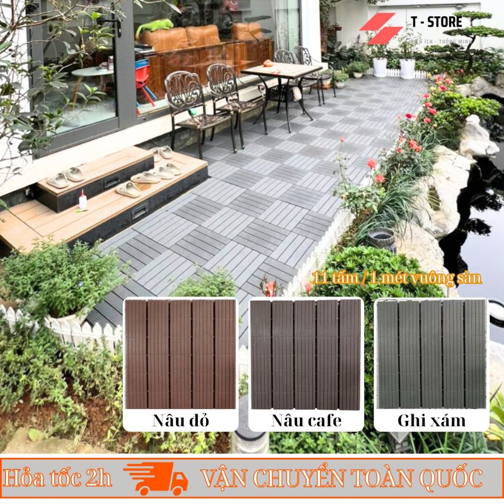 [Hỏa Tốc HCM] Sàn Nhựa khóa cài ban công .Vỉ Nhựa Ghép Lót Sàn Ban Công,Sân Vườn, Nhà Tắm