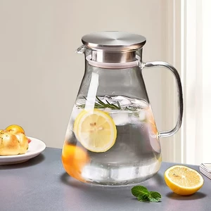 Bình trà thuỷ tinh Dung tích 1700ml nắp inox chịu nhiệt cao cấp