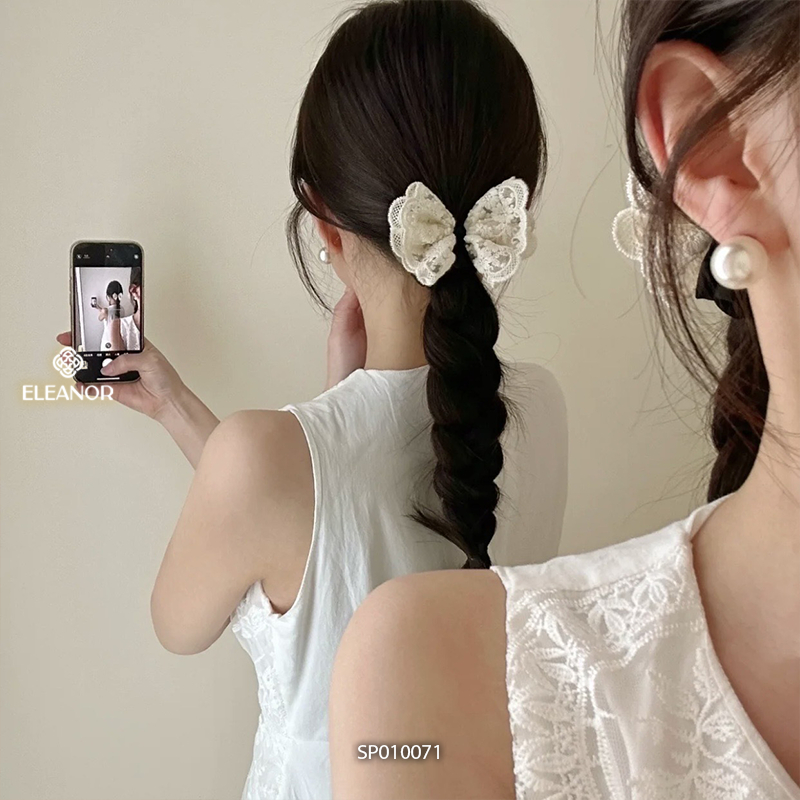 Dây buộc tóc nữ Eleanor Accessories hình nơ phụ kiện tóc dây cột tóc vải ren 10071