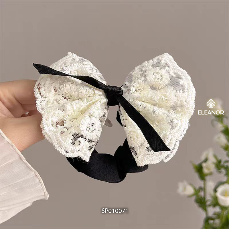 Dây buộc tóc nữ Eleanor Accessories hình nơ phụ kiện tóc dây cột tóc vải ren 10071
