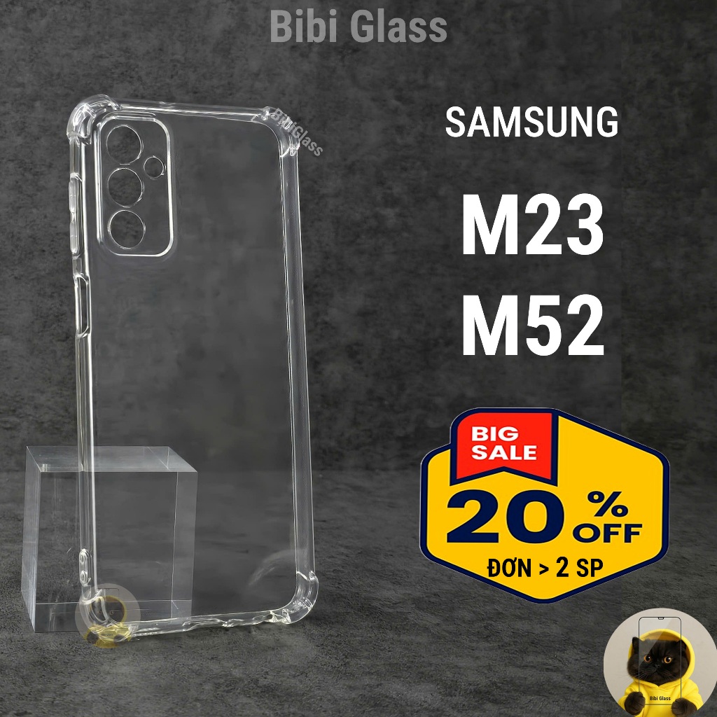 Ốp lưng Samsung M23, M52 silicon trong suốt dẻo chống sốc bảo vệ cam điện thoại bibi