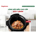 Nồi áp suất điện 5L Nagakawa đa năng NEP5288, lòng nồi dạng niêu, có khóa an toàn, bảo hành chính hãng 2 năm — ảnh 4