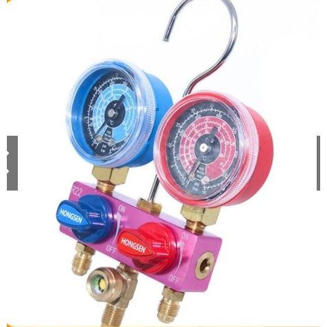 Bộ đồng hồ đo gas lạnh HONGSEN HS-M02 (Không kèm dây) | Đồng hồ nạp gas R22 R32 R410A |Hàng chính hãng Hongsen
