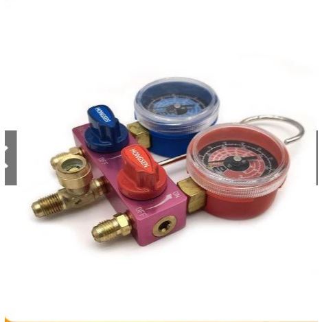 Bộ đồng hồ đo gas lạnh HONGSEN HS-M02 (Không kèm dây) | Đồng hồ nạp gas R22 R32 R410A |Hàng chính hãng Hongsen