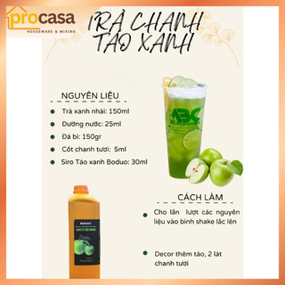 2 lít - Siro vị Táo Xanh Boduo – Vị Chua Ngọt Dễ Uống – Pha Mojito, Soda, Trà Trái Cây - Nguyên liệu pha chế chính hãng