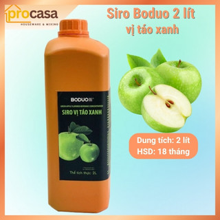 2 lít - Siro vị Táo Xanh Boduo – Vị Chua Ngọt Dễ Uống – Pha Mojito, Soda, Trà Trái Cây - Nguyên liệu pha chế chính hãng