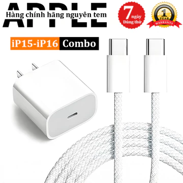 【lP(15/16)C TO C Bộ sạc nhanh】Củ sạc nhanh PD20W/PD35W+Dây sạc nhanh 1M，USB-C to Type C cáp sạc，Sạc nhanh nhiệt độ thấp