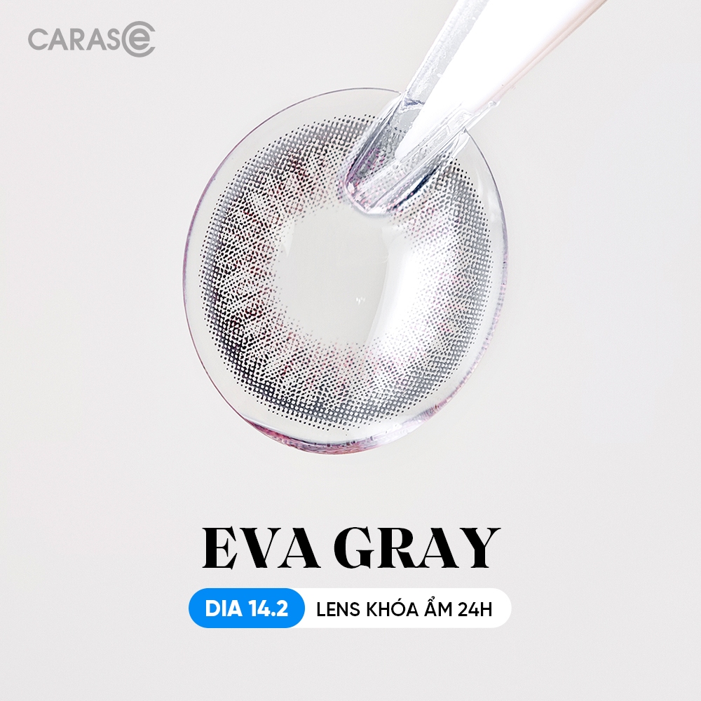 [1 chiếc] Kính áp tròng khoá ẩm 24H 1 Tháng CARASE Màu Xám Rêu Ánh Hồng, Lens Cận EVA GRAY