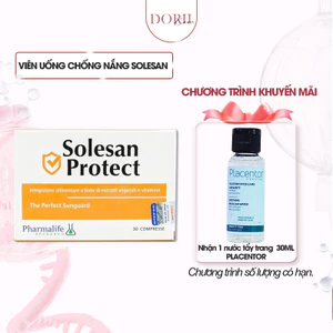 Viên Uống Chống Nắng Làm Sáng Da Giảm Thâm Nám Solesan Protect PHARMALIFE (hộp 30 viên) + tẩy trang