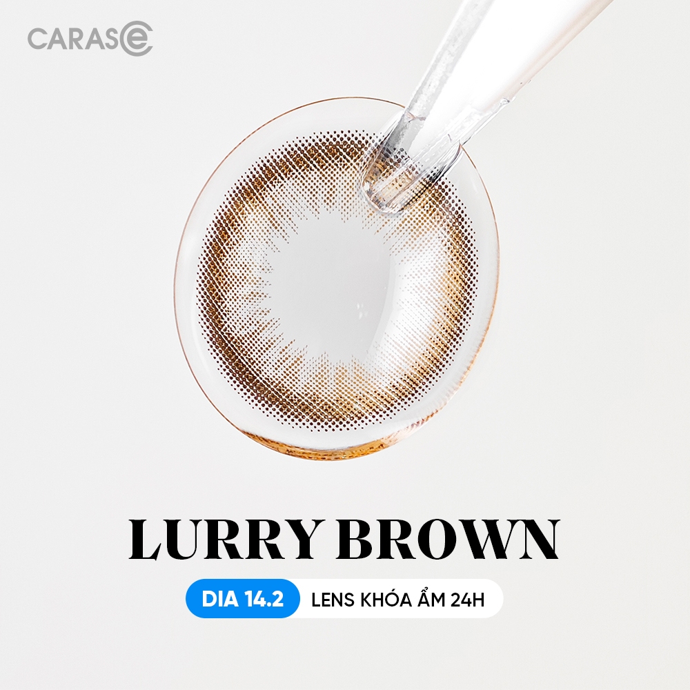 [1 chiếc] Kính áp tròng khoá ẩm 24H 1 Tháng CARASE Màu Nâu Tây, Lens cận LURRY BROWN