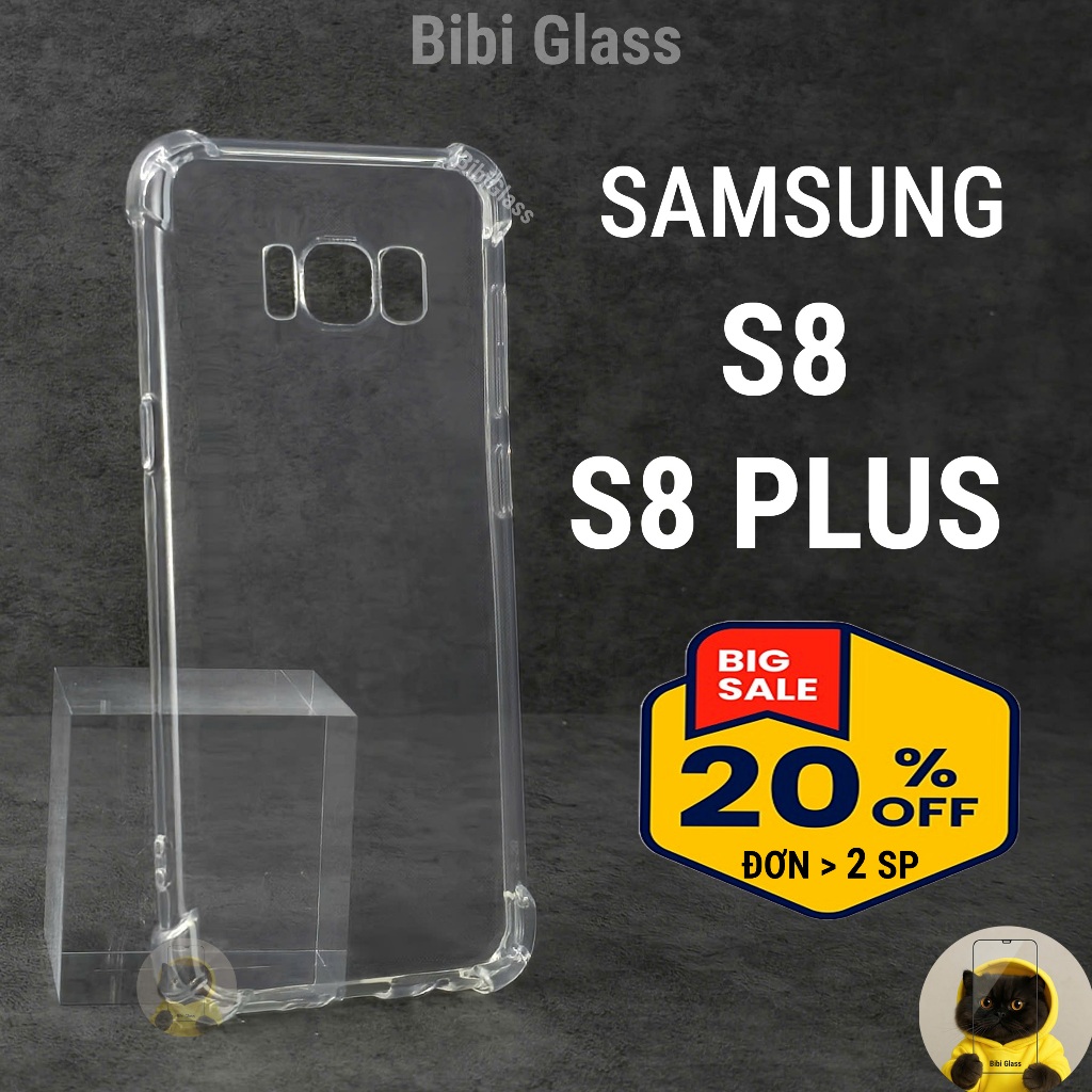 Ốp lưng Samsung S8 Plus / S8 / S8+ silicon trong suốt dẻo cao cấp chống sốc viền vuông bảo vệ cam