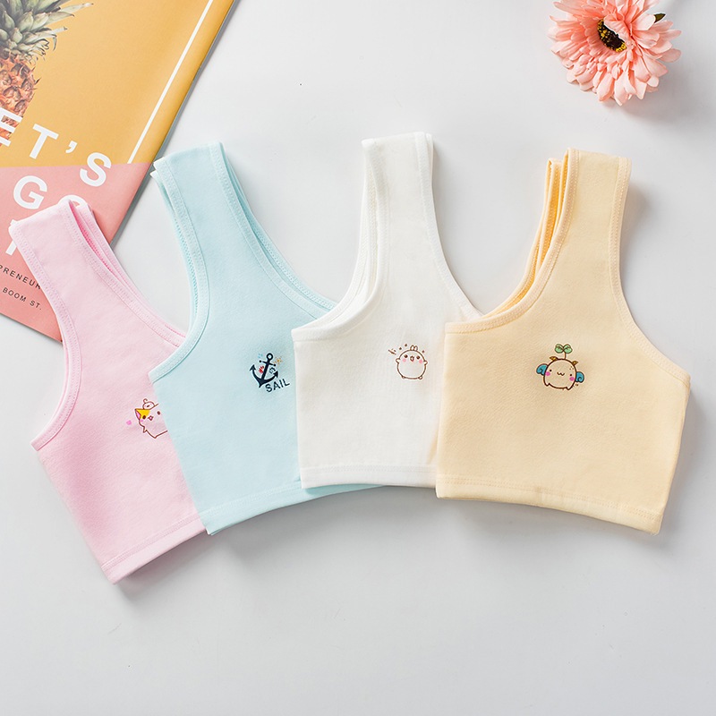 COMBO 3 Áo lá bé gái tuổi dậy thì cotton thoáng khí - SET3 Áo lót học sinh họa tiết cute LANIXA B341