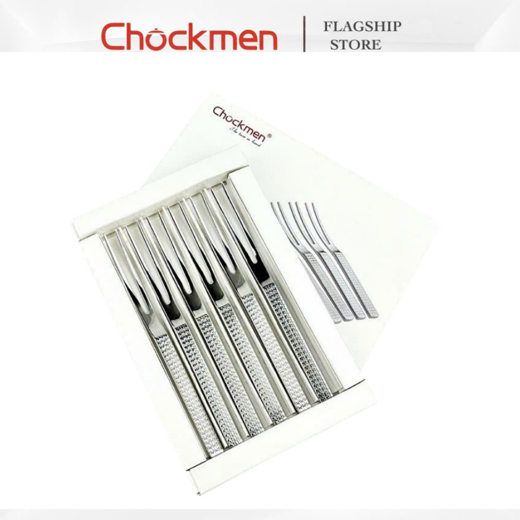 Sét dĩa CHOCKMEN Inox 18/10 Hộp 6 Dĩa Ăn Hoa Quả Bộ Đồ Bàn Ăn Quà Tặng