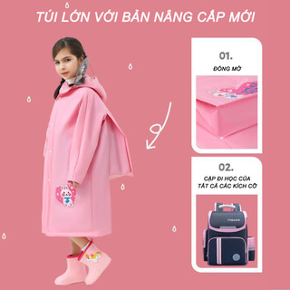 Áo Mưa Toàn Thân Có Dây Thắt Lưng Chống Mưa Chiều Cao 80-160cm Cho Trẻ Em