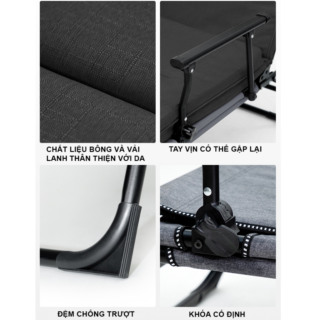 Giường xếp gấp gọn thông minh RELUX GX01 thiết kế đa năng kiêm ghế ngồi thư giãn, khung thép carbon chắc chắn
