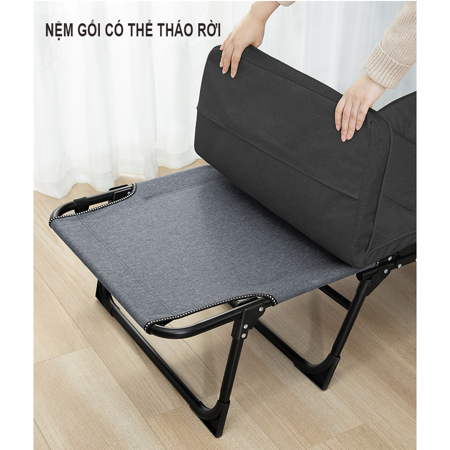 Giường xếp gấp gọn thông minh RELUX GX01 thiết kế đa năng kiêm ghế ngồi thư giãn, khung thép carbon chắc chắn