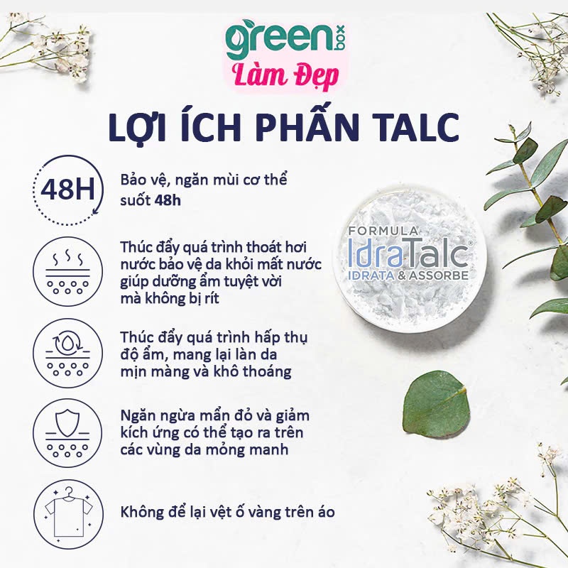 Lăn khử mùi hữu cơ hương nước hoa Ý, không vàng áo - dưỡng da 48 giờ Felce Azzurra - 50ml - NK Ý