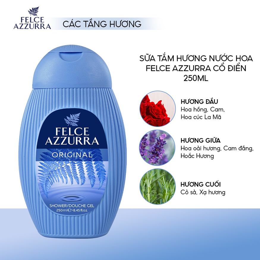 Sữa Tắm FELCE AZZURRA Hương Nước Hoa Paglieri 250ML - NK Ý
