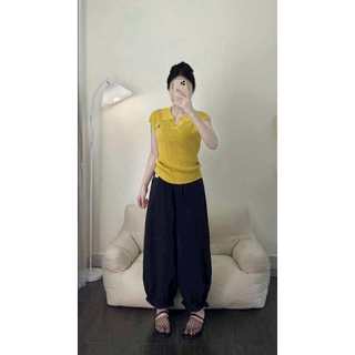 Quần Ống Rộng Phối Chun Gấu Dáng Lỡ Siêu Mát, Siêu Thấm Hút Mồ Hôi, Không Bai, Nhăn Xù Vải ELEGANTE