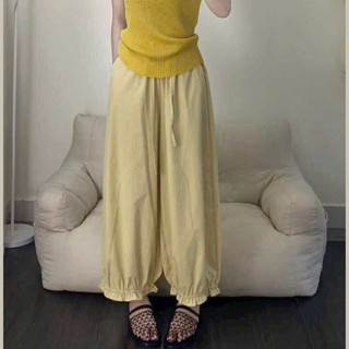 Quần Ống Rộng Phối Chun Gấu Dáng Lỡ Siêu Mát, Siêu Thấm Hút Mồ Hôi, Không Bai, Nhăn Xù Vải ELEGANTE