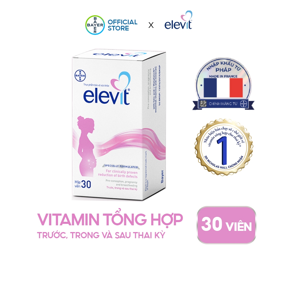 [LS] Thực phẩm bảo vệ sức khỏe Elevit bổ sung Acid Folic, Sắt, Canxi, Các Vitamin và Các khoáng chất