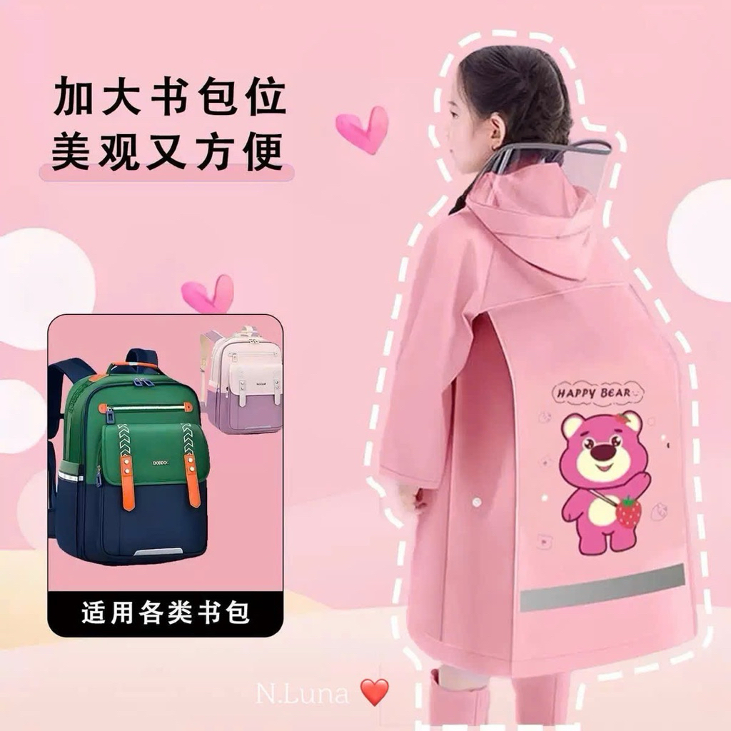 Áo mưa hoạt hình cho bé 5-14y