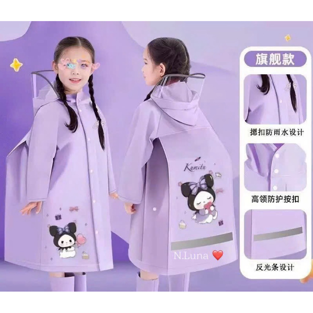 Áo mưa hoạt hình cho bé 5-14y