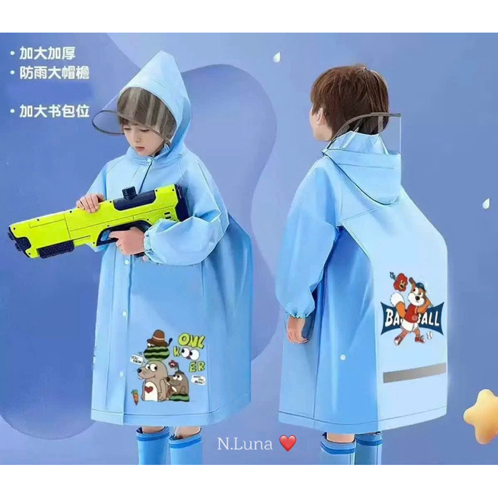 Áo mưa hoạt hình cho bé 5-14y