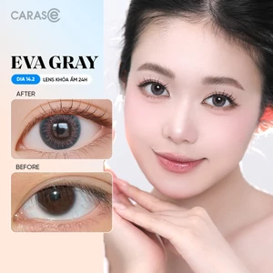 Kính áp tròng khoá ẩm 24H 1 Tháng CARASE Màu Xám Rêu Ánh Hồng, Lens Cận EVA GRAY