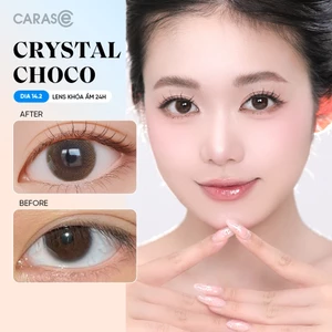 Kính áp tròng khoá ẩm 24H 1 Tháng Màu Nâu Trầm CARASE, Lens cận CRYSTAL CHOCO