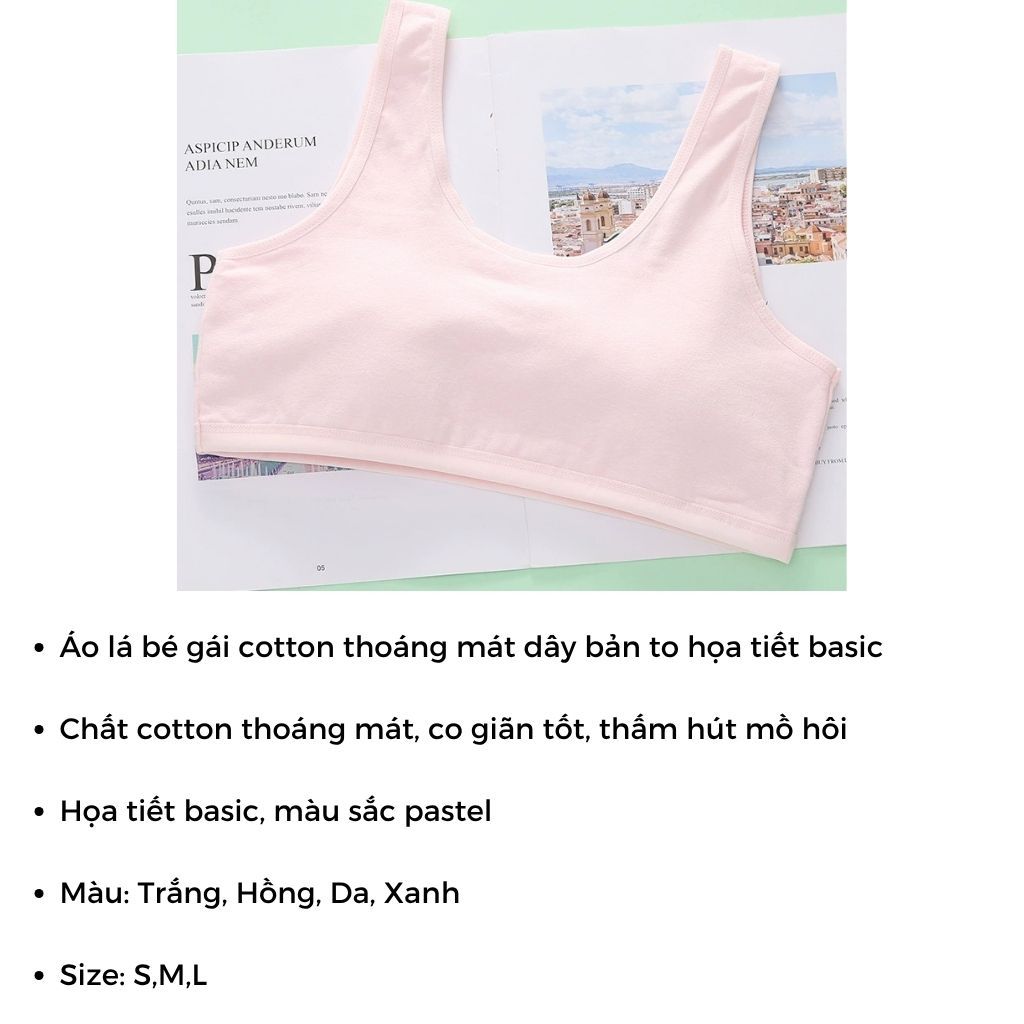 SET 3 Áo lót học sinh tuổi dậy thì cotton thoáng khí co giãn vừa phải kiểu dáng basic LANIXA B508