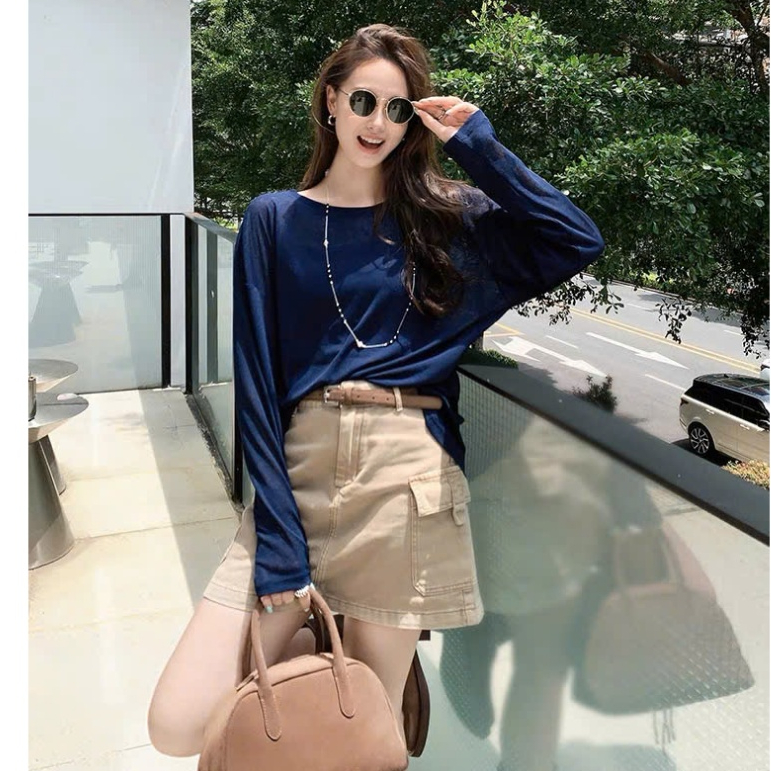 Áo thun nữ tay dài dáng rộng cá tính JULY FASHION, Áo thun dài tay nữ chất thun xượt mềm mại