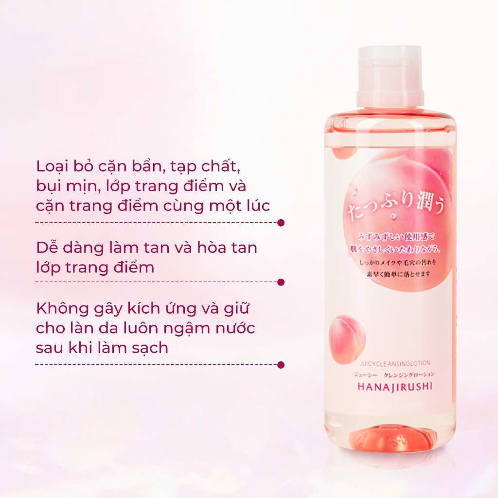 Nước Tẩy Trang Làm Sạch Sâu Dịu Nhẹ Dưỡng Ẩm Cho Da Nhạy Cảm HANAJIRUSHI Juicy Cleasing Lotion 380ml